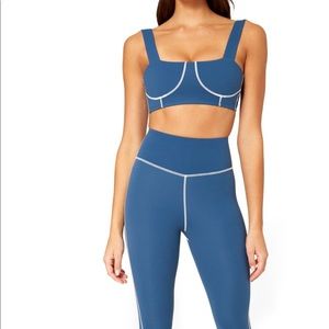 We wore what corset leggings pale navy sz large